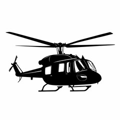 Helicopter silhouette with detailed rotor blades and body design