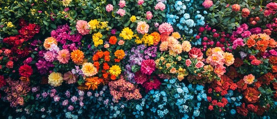 Solar panels installed amidst a sea of colorful flowers, absorbing the sun s energy and generating electricity for a sustainable environment
