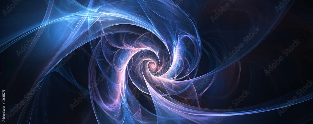Poster swirling blue and pink energy vortex creating a dynamic abstract design