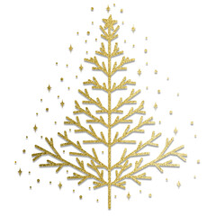 Golden Minimalist Christmas Tree with Sparkles
