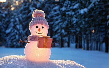 ニット帽の雪だるま