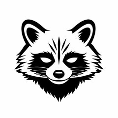 Raccoon head illustration with detailed features and outline design