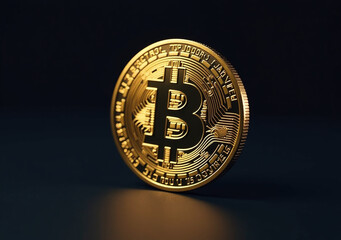dark background showcases golden bitcoin logo popular digital financial