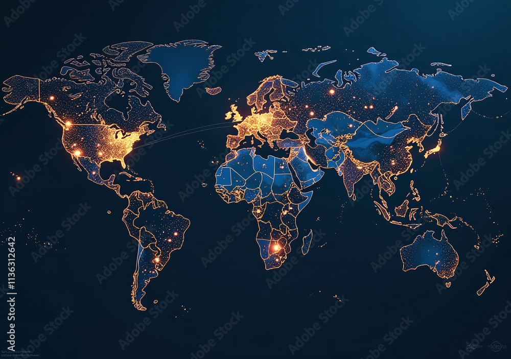 Poster decentralized blockchain technology forms new global internet sharing information securely worldwide