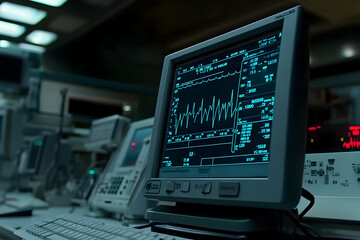 Medical monitor displaying vital signs in a hospital room.