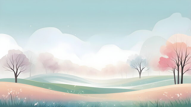 Background with scenery in eary spring