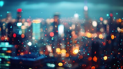 Obraz premium Glow of city lights during a New Year’s countdown celebration