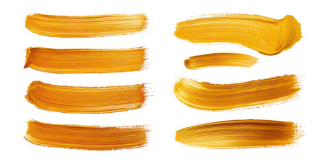 Obraz premium Golden Paint Strokes Collection for Creative Projects,PNG set collection, isolated on transparent background