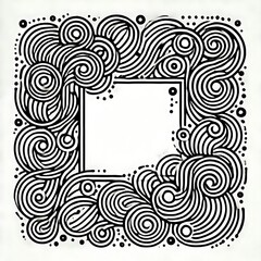 Abstract Black and White Swirl Frame Design