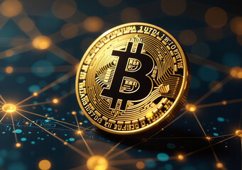 futuristic bitcoin network uses gold transactions promoting new business concepts ideas cryptocurrency marketplaces