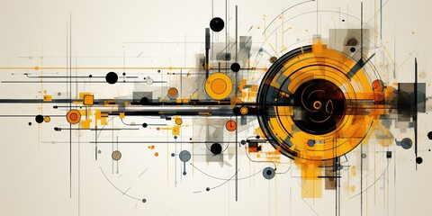 Obraz premium Abstract geometric circles optical backgrop sci fi tech focus