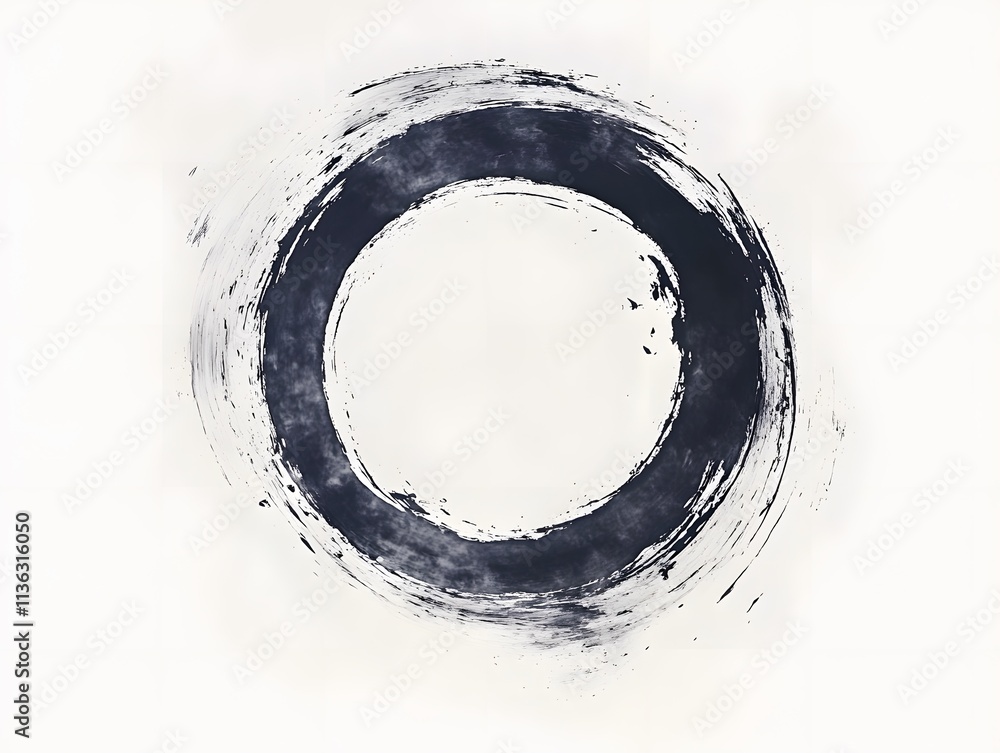Aufkleber a minimalist circular brushstroke symbolizing completeness and unity.