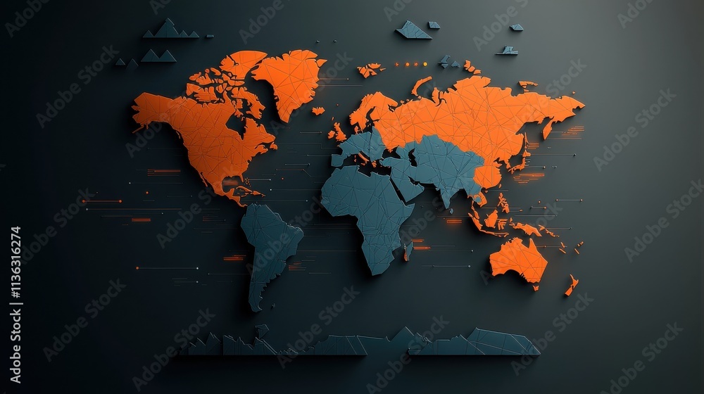 Poster geometric vector map with sharp patterns