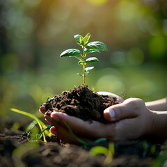hands holding a plant