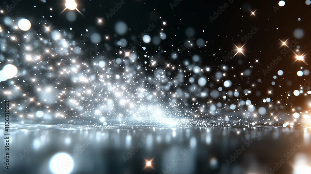Poster bokeh lights sparkling in blurred background with soft focus glowing effects