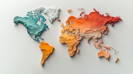 Subdued Watercolor World Map in Soft Tones