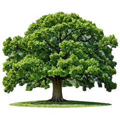 Large green tree in field