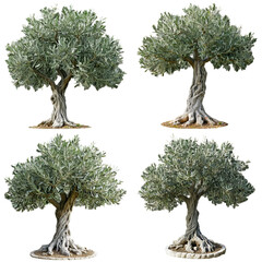 Four olive trees collage