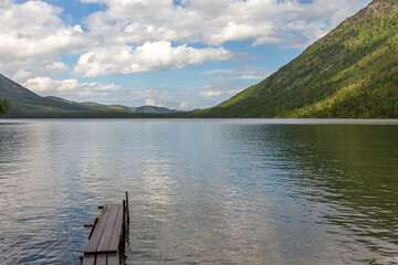 Multinskoye lake. Lake number three (or third lake or lower lake). The Multin lakes near Multa village, Altai republic, Russia