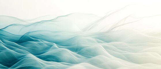 Obraz premium Abstract blue and white waves flow gracefully, evoking a sense of calm and fluidity in a serene, dreamy composition.