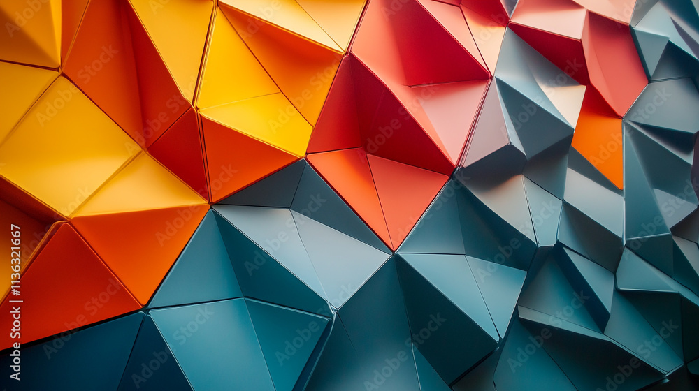 Poster colorful geometric patterns create an engaging visual display in modern interior design