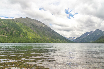 Multinskoye lake. Lake number three (or third lake or lower lake). The Multin lakes near Multa village, Altai republic, Russia