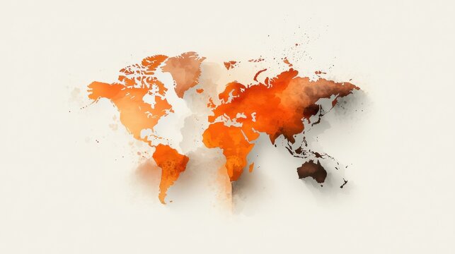 Elegant Watercolor World Map Illustration