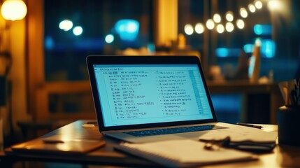 Close-up of a laptop screen displaying bilingual meeting notes, half in English and half in Korean, bridging global teams