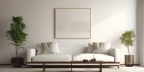 Minimalistic indoor architecture living room space mock up background. Room for relaxing with simple scandinavian