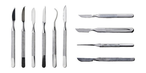 Precision Surgical Tools and Instruments for Medical Use, PNG collection, set bundle, isolate on transparent or white background