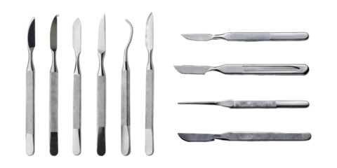 Precision Surgical Tools and Instruments for Medical Use, PNG collection, set bundle, isolate on transparent or white background