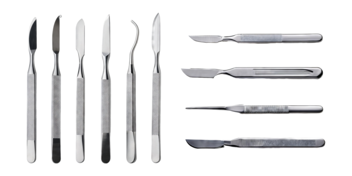 Precision Surgical Tools and Instruments for Medical Use, PNG collection, set bundle, isolate on transparent or white background