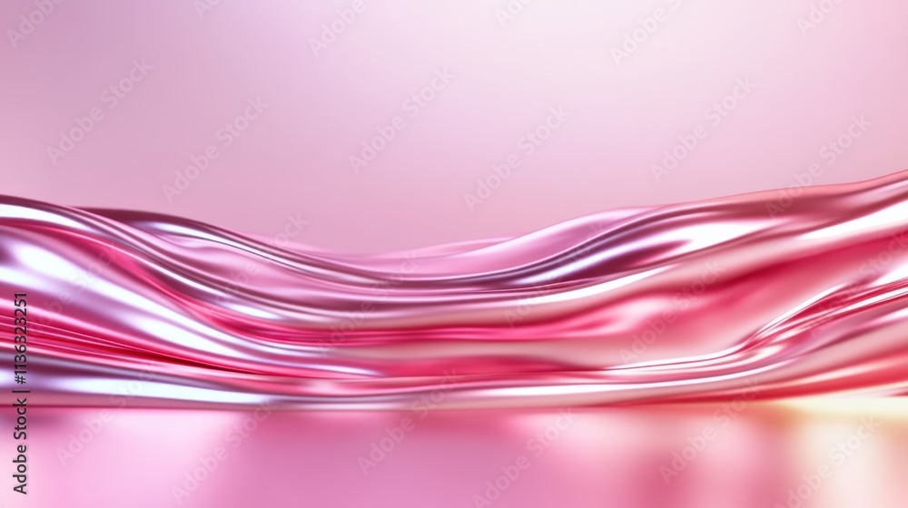 Poster featuring subtle waves in pink and blue, this image conveys a serene atmosphere with a gentle, flowi
