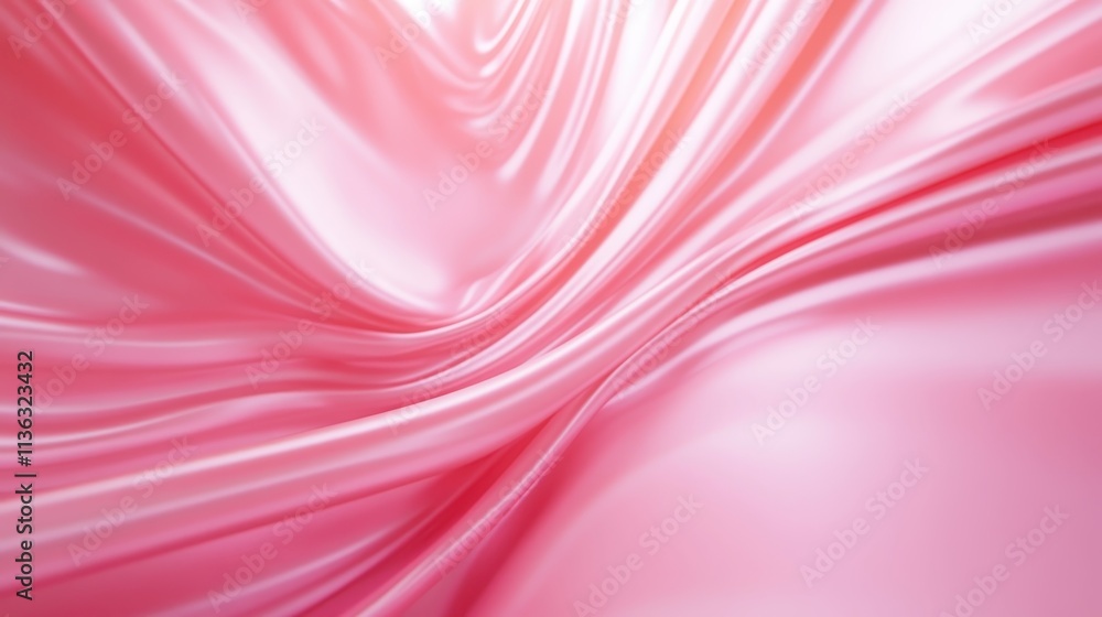 Poster luxurious pink fabric with elegant folds creating fluid artistic waves, highlighted by subtle light 