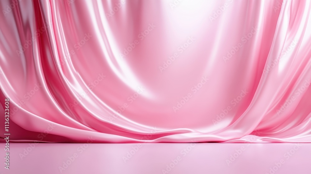 Aufkleber this image captures soft pink draped fabric cascading down, creating a serene and calming atmosphere