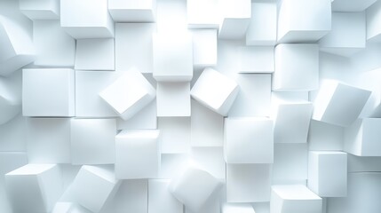 Obraz premium An artistic representation of white cubes, stacked and arranged in an abstract, modern style, adding depth and interest through a multifaceted visual exploration.