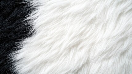 Fototapeta premium An abstract representation of fluffy white fur contrasted with black fur, embodying the balance between purity and mystery, softness and starkness in design.