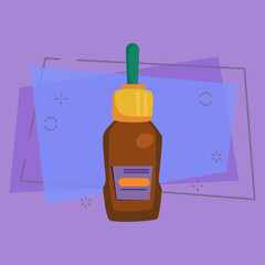 Medical flask with dropper vector illustration. Oil, nasal spray, glue. Plastic bottles concept. Vector illustration can be used for topics like food, medicine, condiment
