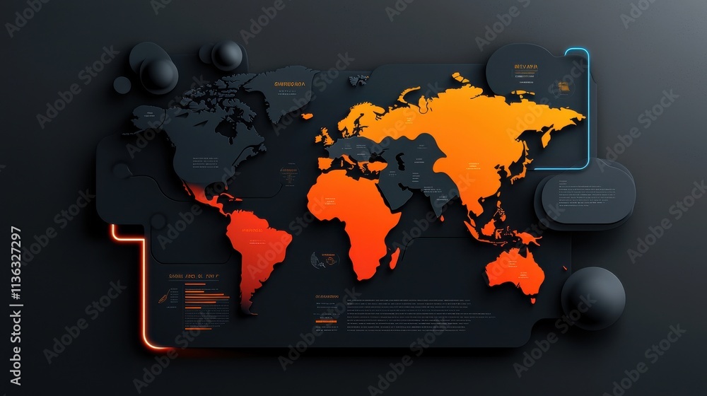 Poster high contrast vector map with bold typography elements