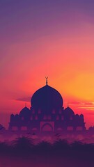 Fototapeta premium Mosque Silhouette at Sunset
