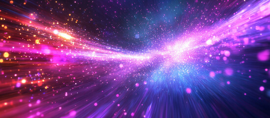Fototapeta premium A lively background of vivid purple and pink color explosion with flowing light trails, perfect for creative projects