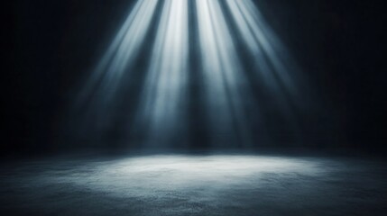 Obraz premium Dramatic Rays of Bright White Light Piercing Through Dark Moody Background