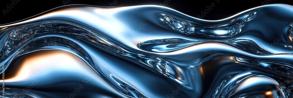 Poster glossy smooth surface with reflections in cool tones creating a dynamic visual effect
