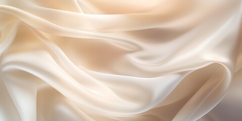 Obraz premium Light beige color silk satin texture surface decorative background. Romantic soft fashion template scene