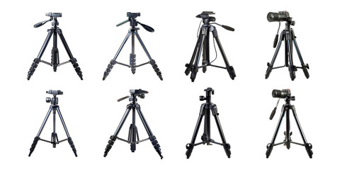 Versatile Tripod Collection for Photography Setup, PNG collection, set bundle, isolate on transparent or white background