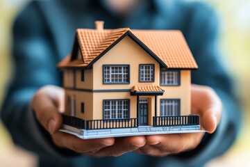Real Estate Agent Holding House Model Homeownership New Home