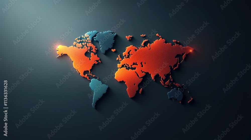 Poster vibrant minimalistic world map vector design