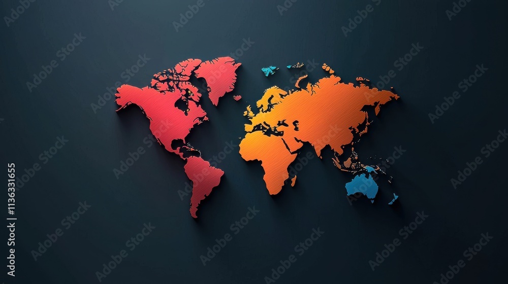 Poster vibrant minimalistic world map vector design