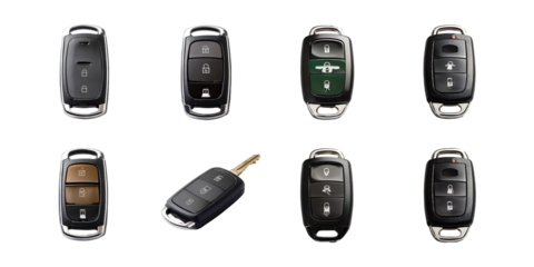 Variety of Car Key Fobs, PNG collection, set bundle, isolate on transparent or white background