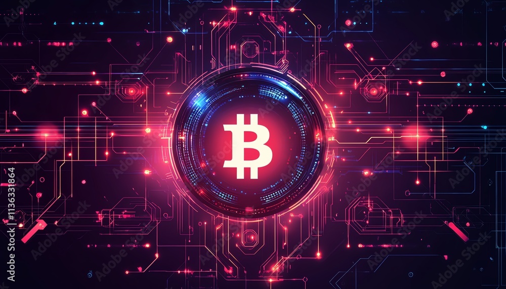 Poster digital globe with glowing cybersecurity and blockchain elements, hightech graphic style, dark backg